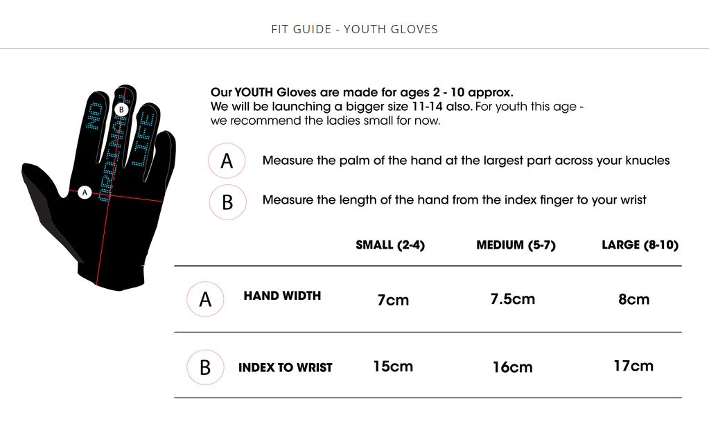 Guide taille gants junior DHARCO